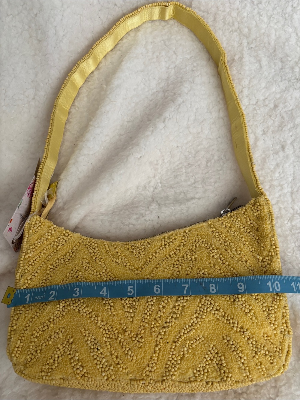 Yellow Beaded Shoulder Bag - Handmade India - Picture 7 of 8